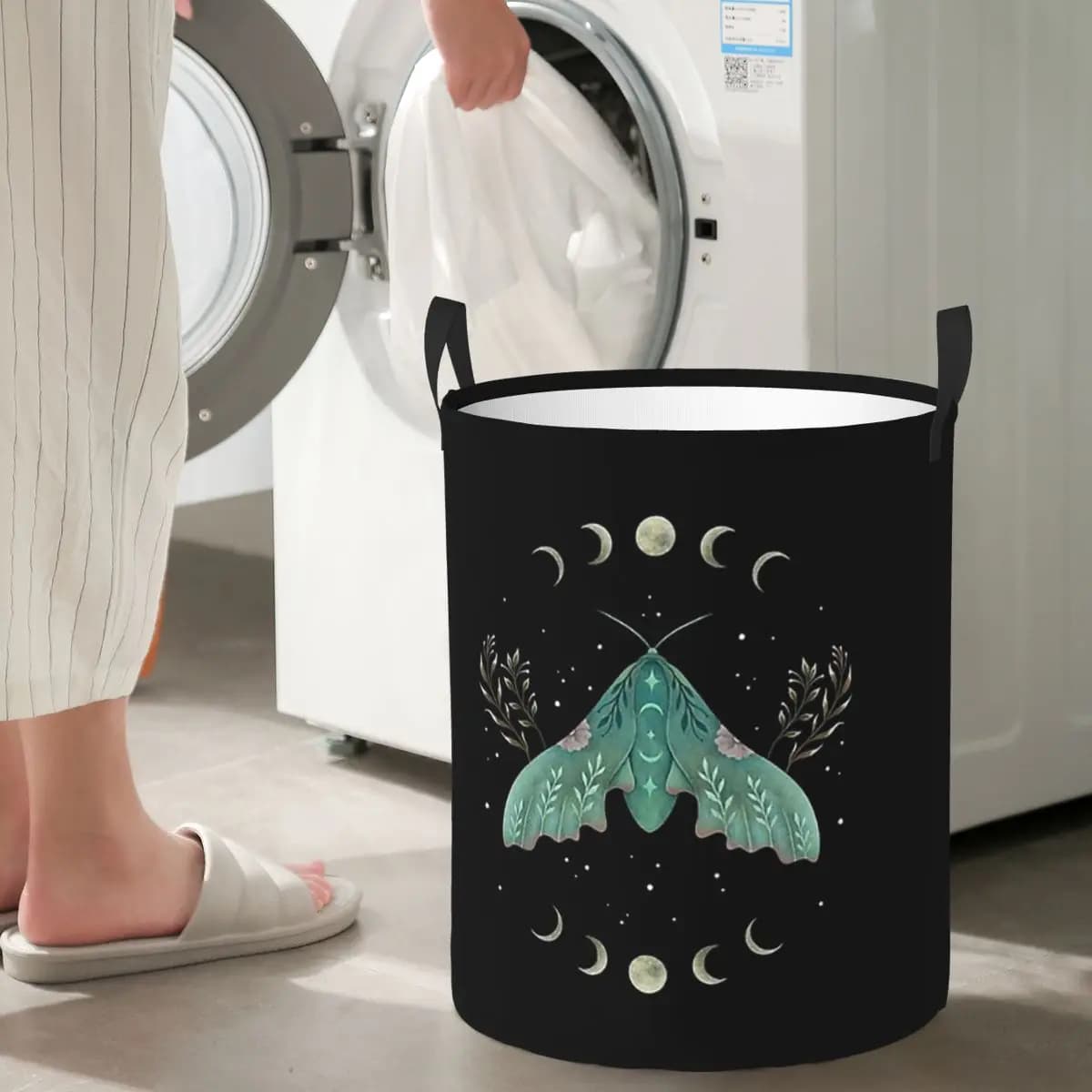 Cesti per biancheria pieghevoli Luna And Moth, cestini per vestiti sporchi, cestini portaoggetti, borsa organizer per la casa
