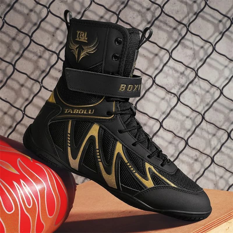 Scarpe da Wrestling Professionali 2026 per Uomo, Nere e Bianche, Scarpe da Boxe, Scarpe Sportive di Design, Stivali da Combattimento Antiscivolo per Giovani
