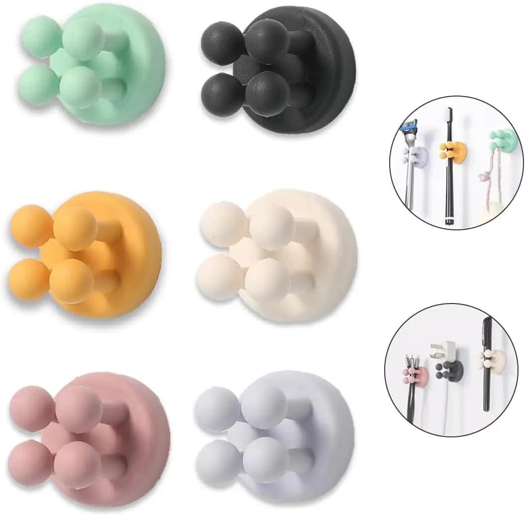Portaspazzolini in Silicone per Bagno - Set da 6 Supporti da Parete per Rasoi con Adesivo Forte