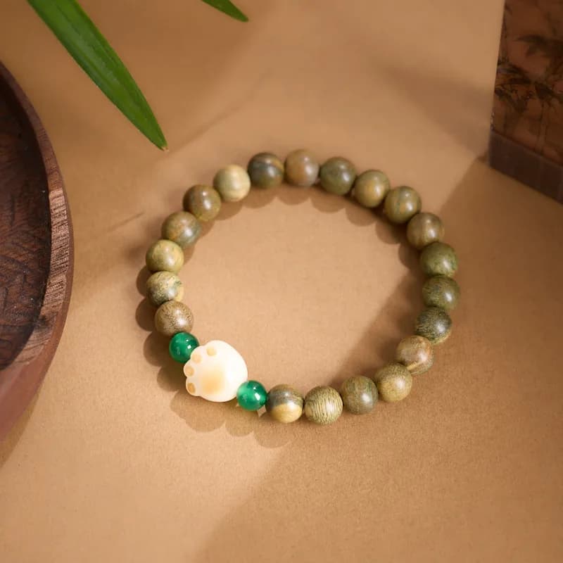 Bracciale di tendenza nazionale in stile cinese con zampa di gatto Bodhi bruciato al carbone di legno di sandalo naturale