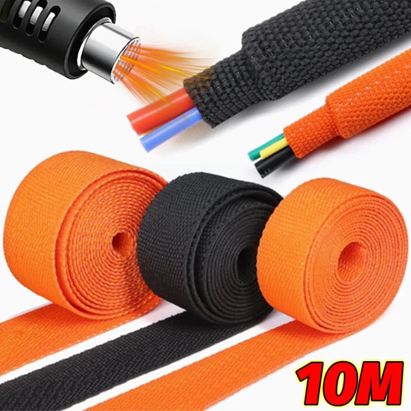Guaina termorestringente intrecciata 10/1m per cavi, isolante, avvolgicavo, protezione ignifuga