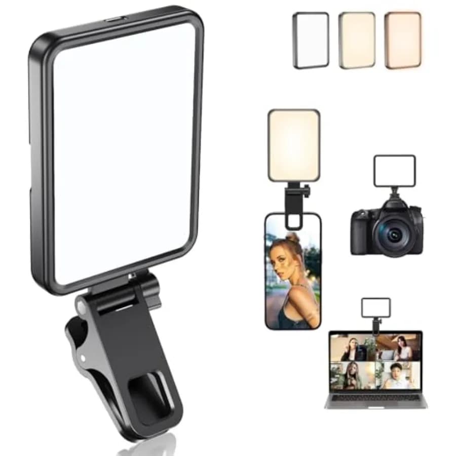 Rechargeable Soft Selfie Light for Phone, Camera, Laptop, 4-14H Battery Portable LED Light for Pictures, Phone Light Clip for S