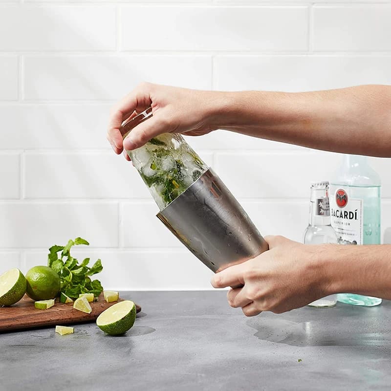 Shaker per Cocktail, Shaker per Martini, Boston Shaker, Bicchiere in Acciaio Inox per Miscelare Bevande e Cocktail