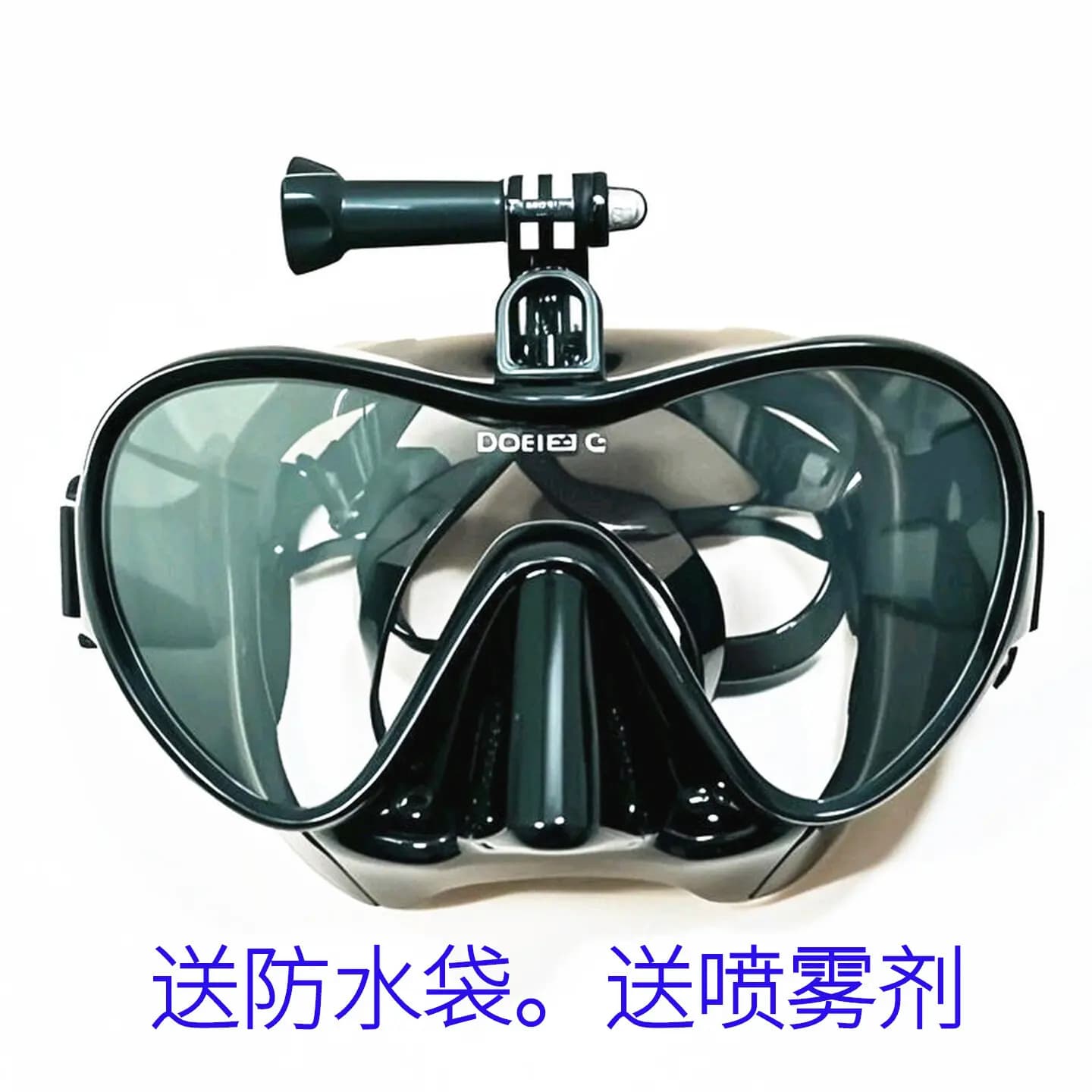 Maschera per apnea, supporto per fotocamera, maschera da snorkeling, maschera da nuoto, maschera grande con ampio campo visivo e telaio grande
