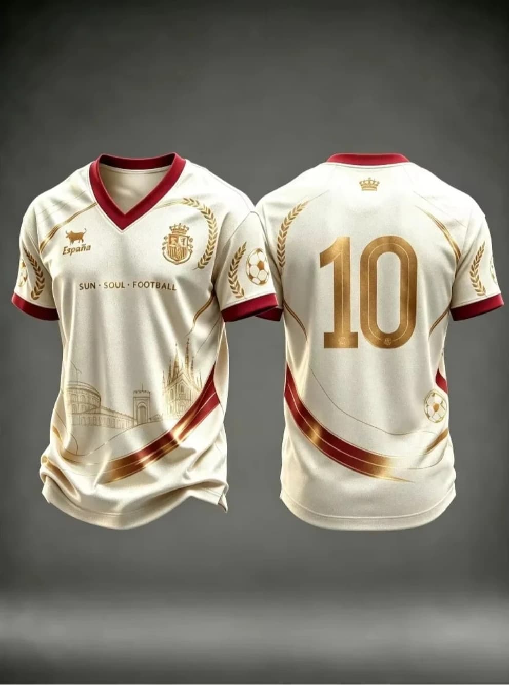 Spain Fan Inspired Soccer Jersey 3D Numbers Print V-Neck Quick Dry Breathable Outdoor Football Match Sports Unisex T-shirt