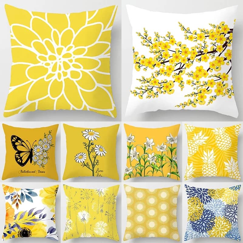 Cuscino lombare del divano della casa della federa del fiore giallo semplice moderno