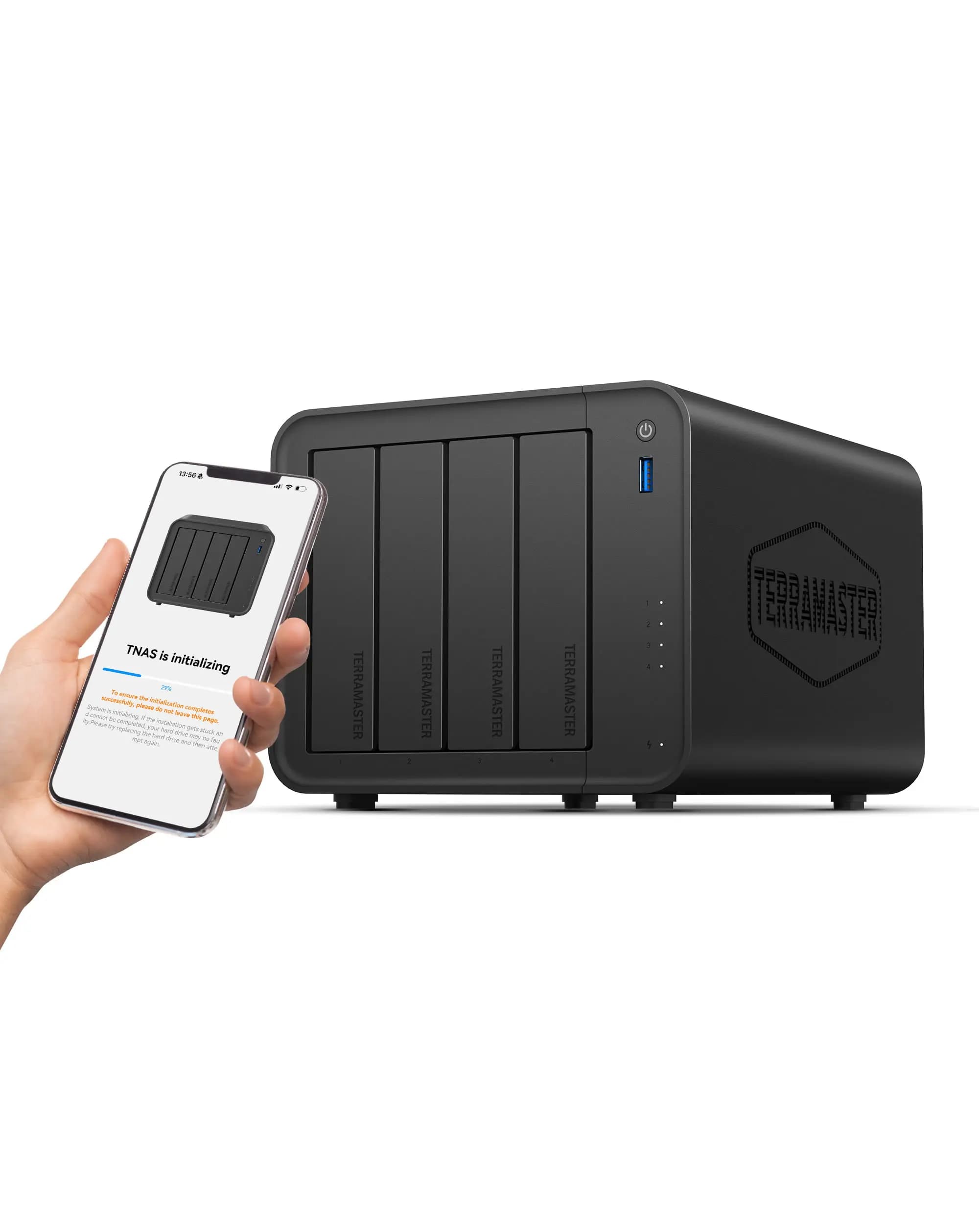 TERRAMASTER F4-425 Archiviazione NAS a 4 alloggiamenti – CPU Intel x86 Quad-Core, 4 GB di RAM, archiviazione attaccata in rete (senza disco)