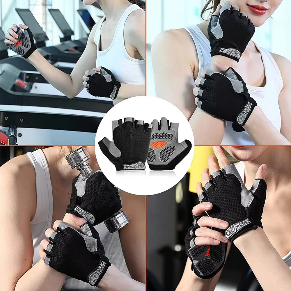 Cycling Gloves, Mid-Size, Anti-slip, Breathable, Active, For Men and Women, For Cycling, Sports, Gym, Training