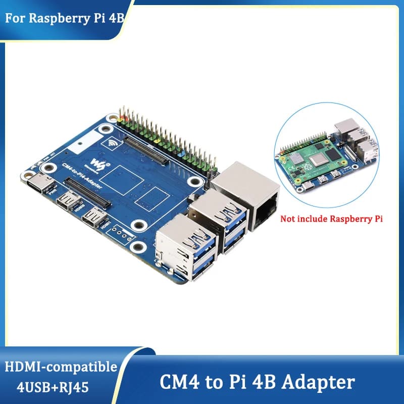Raspberry Pi CM4 To Pi 4B Adapter Expansion Board CM4 With GPIO 4-CH USB 3.0 Ethernet For Raspberry Pi 4B