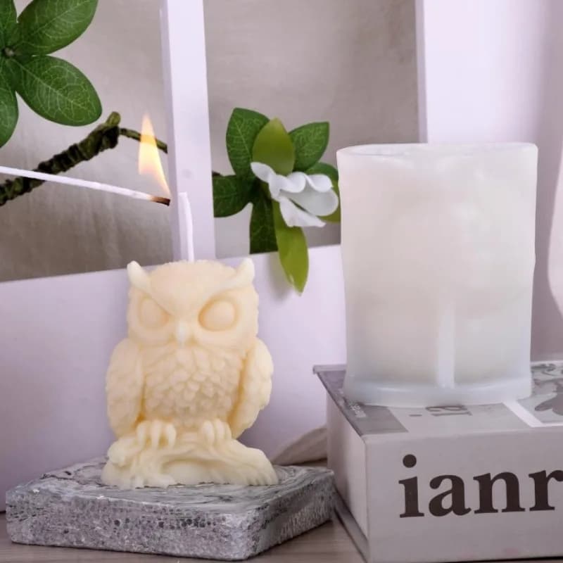 Stampo per candele in silicone con gufo, stampo per cioccolato in resina animale 3D fai da te, stampo per sapone in argilla per realizzare candele in gesso, decorazioni per la casa