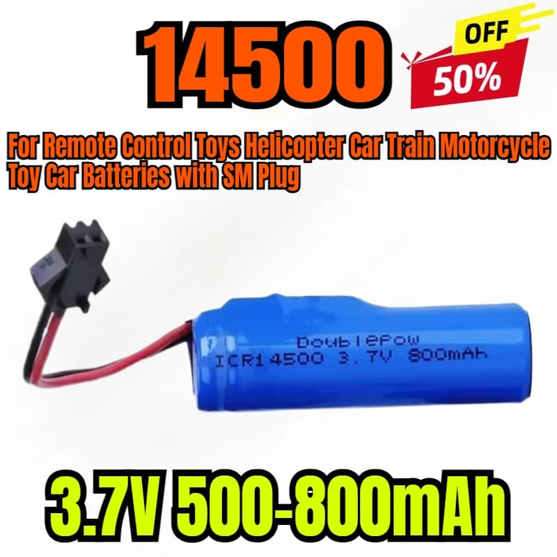 14500 3.7V 800mAh AA Batteria ricaricabile per giocattoli telecomandati Elicottero Auto Treno Moto Batterie per auto giocattolo con spina SM