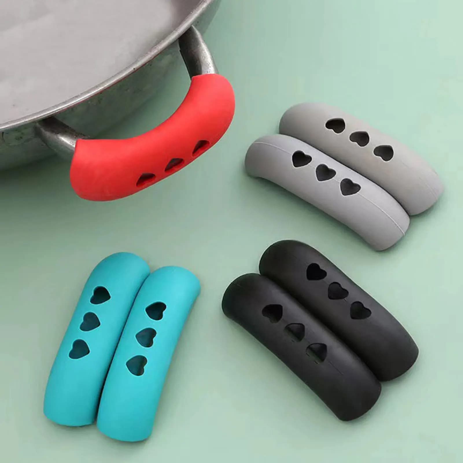 1PCS Silicone Anti-Scottatura Pentola Maniglia Della Copertura Antiscivolo Pentola Orecchio Clip Maniche per Friggere Padella In Ghisa Pan utensili da cucina