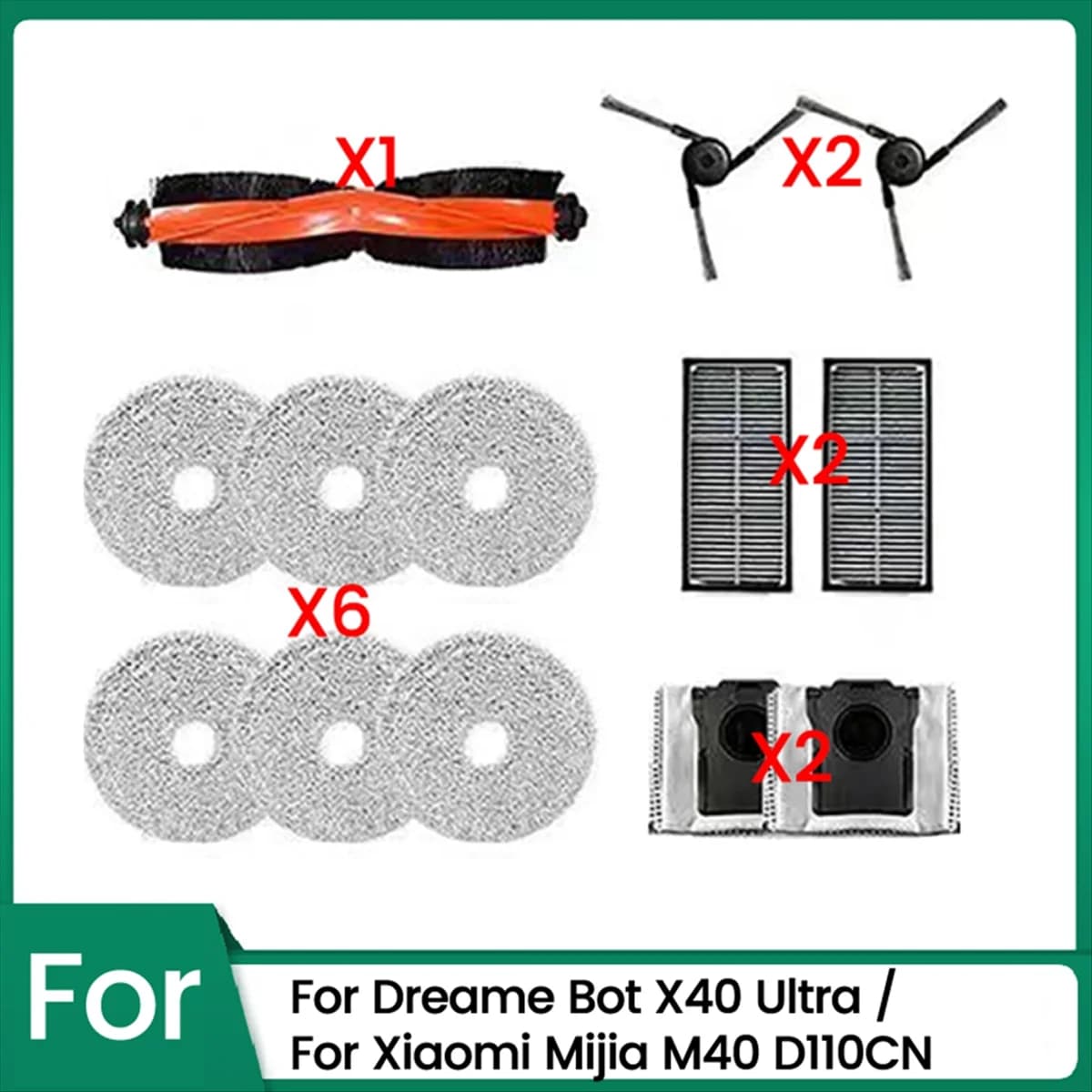 Per Bot X40 Ultra per M40 D110CN Parti per aspirapolvere Spazzola laterale principale Mop Filtro per sacchetto per la polvere in tessuto