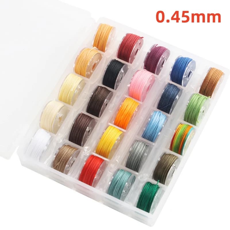 Kit di filo per cucire in pelle, 25 colori/1 scatola, set di filo cerato rotondo, filo per bobine, filo per braccialetti fai da te, corda intrecciata, filo per maglieria.