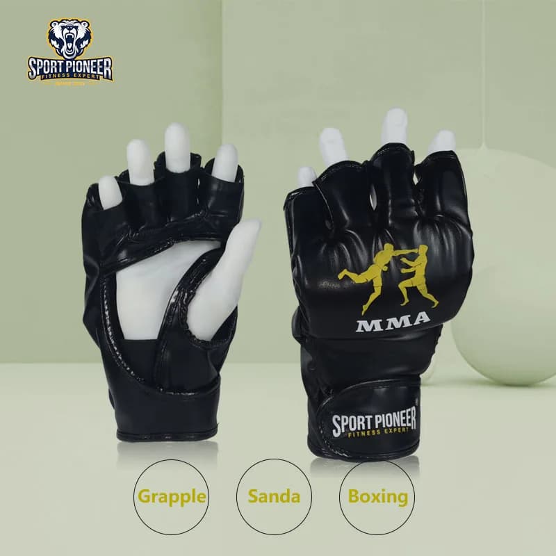 Boxing Gloves half fingers MMA Grappling sparring gloves with adjustable wrist straps for training with Sanda boxing bag