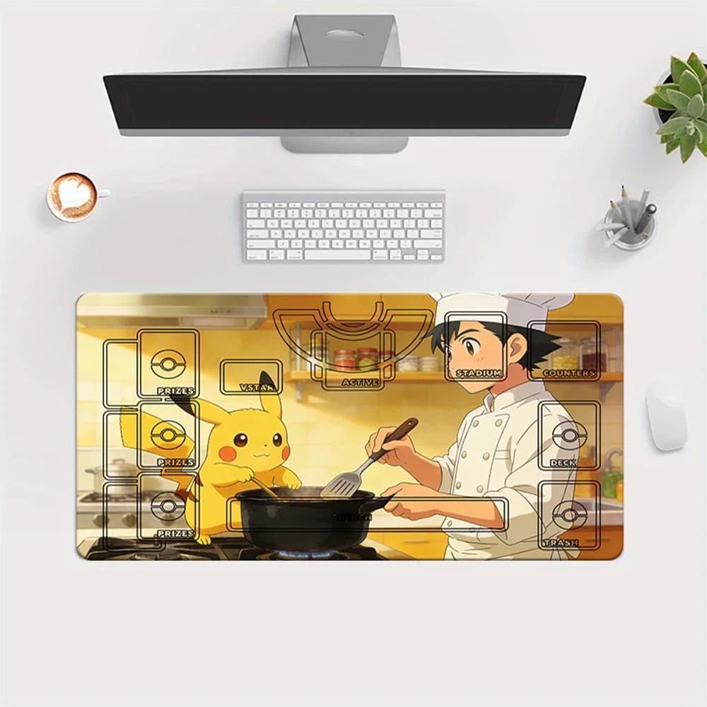 Tappetino da gioco per mouse da gaming Pokemon Chef Ash & Pikachu Cooking TCG