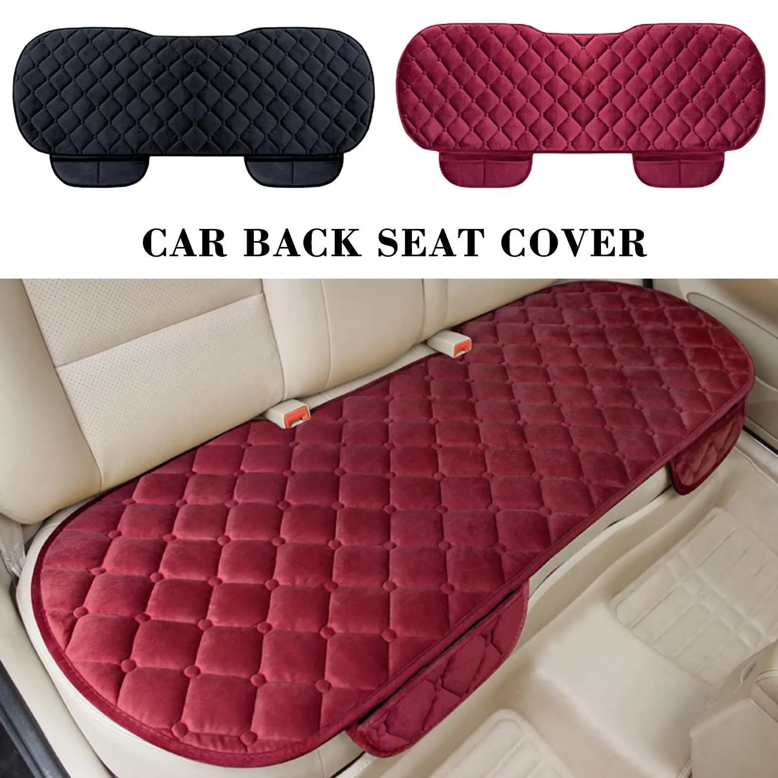 Winter Car Back Row Seat Cover Flocking Cloth Anti-slip Front Chair Seats Covers Universal Truck Warm Keep Seat Cushion Black
