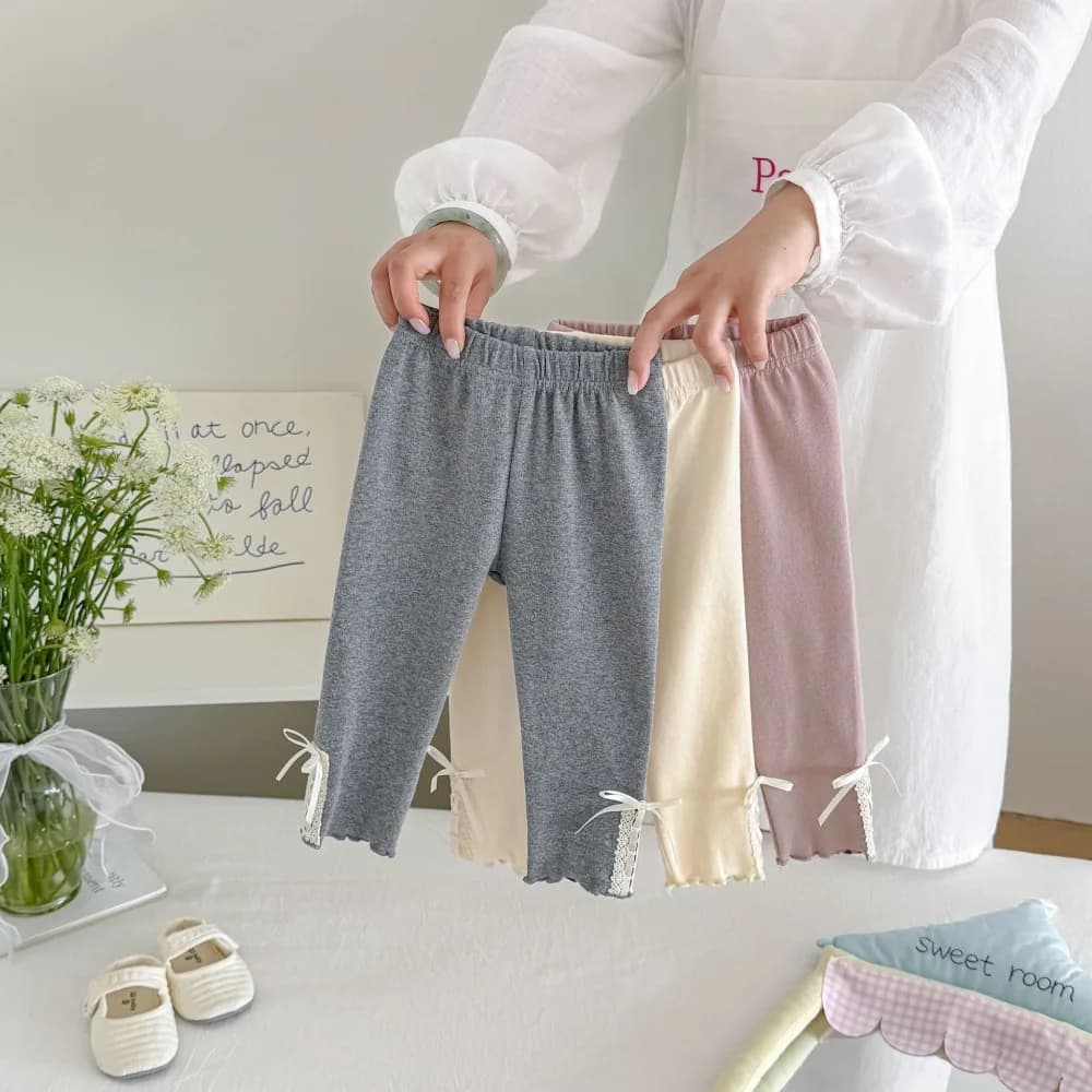 New Autumn Baby Girl Legging 1-3Years Cute Newborn Kids Solid Color Elastic Waist Bow Tight Cotton Pant Outfits Clothes