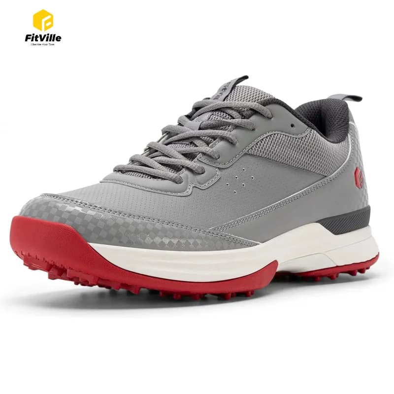 FitVille Wide Golf Shoes for Men, Professional, Water Resistant, for Field, with Heels