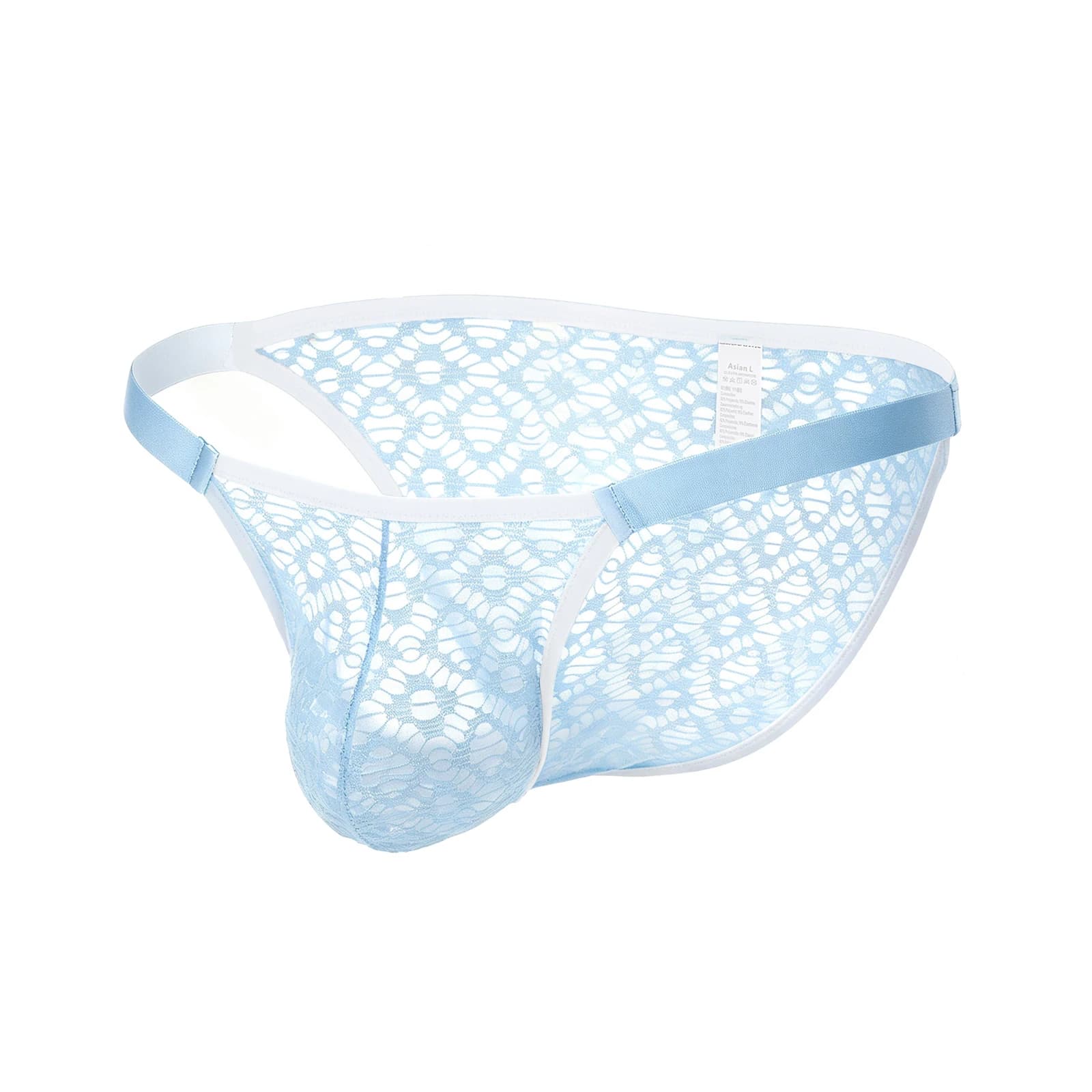 Lace Briefs Man Strap Waistband Underwear Sexy See Through Mesh Sheer Bulge Pouch Panties Men Low Rise Lightweight Underpants