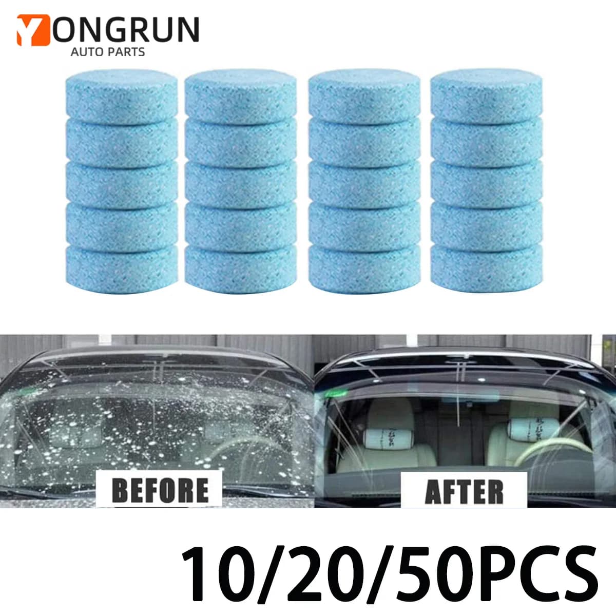 10/20/50PCS Automotive Parabrezza Cleaner Solido Effervescente Compresse Antivento Spazzola di Vetro Solido Pulizia Concentrato compresse