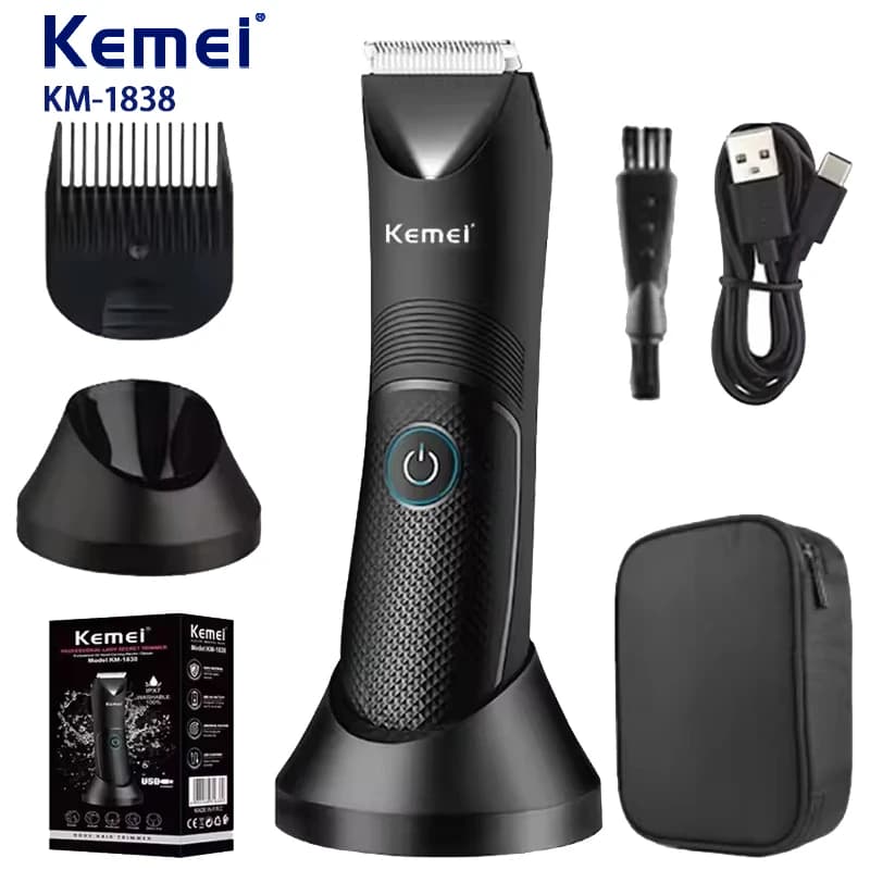 Kemei Lavabile Inguine Body Trimmer for Men Woman Electric Face Barba Haircut Rechargeable Pubic Ball Razor Body Groomer