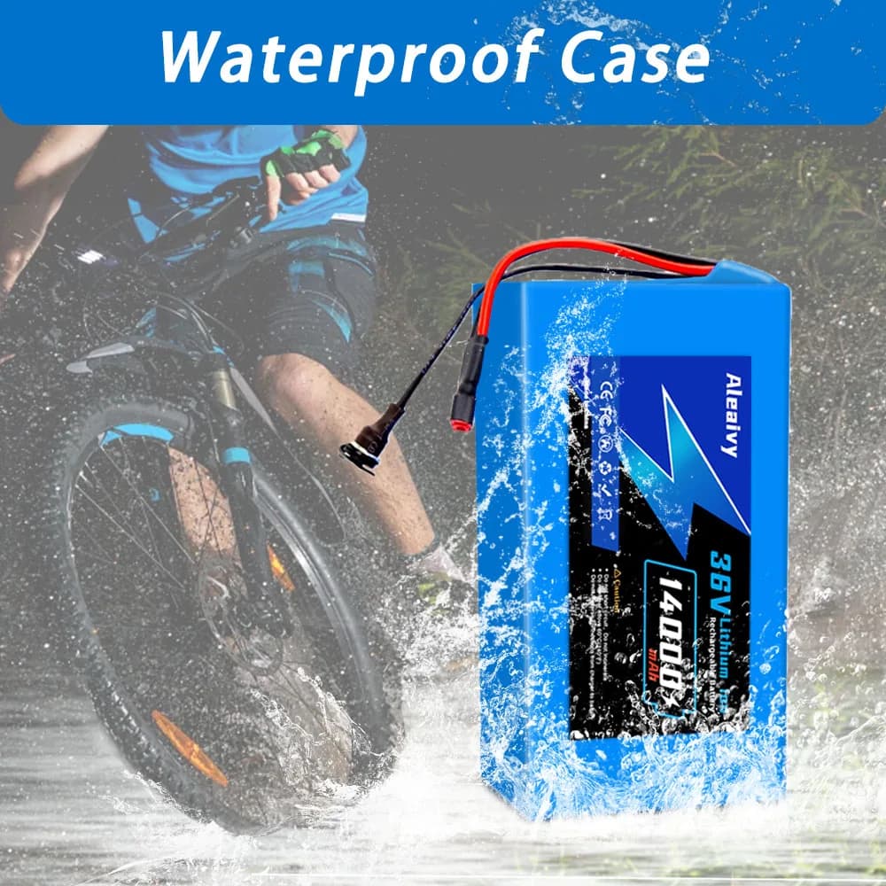 Batteria al litio 10S5P 36V 14Ah con BMS integrato da 30A per bicicletta elettrica, eBike, scooter, celle potenti per upgrade + caricabatterie da 2A