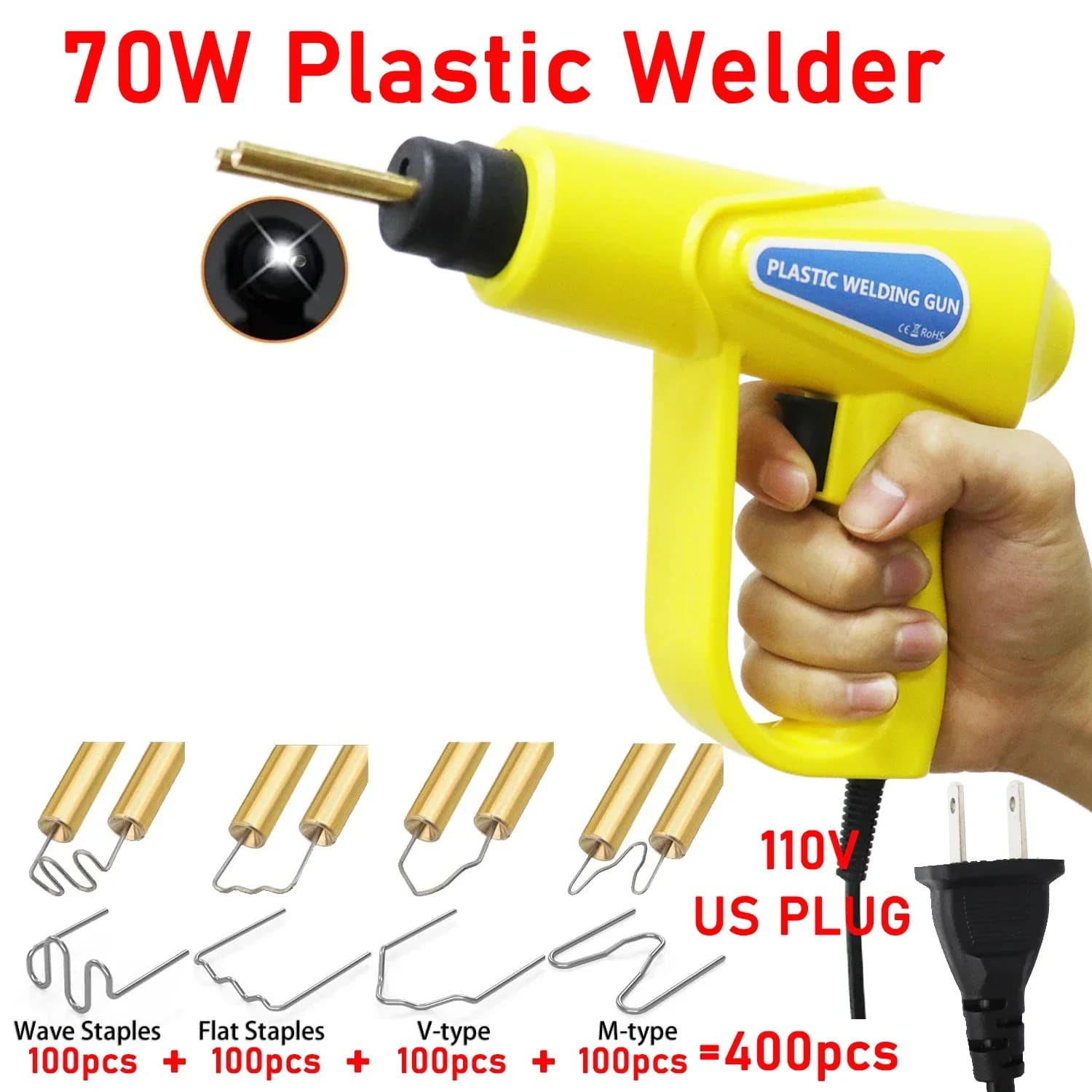 Saldatrice a caldo per plastica 220V/110V 70W, kit di riparazione paraurti auto, pistola saldante a caldo
