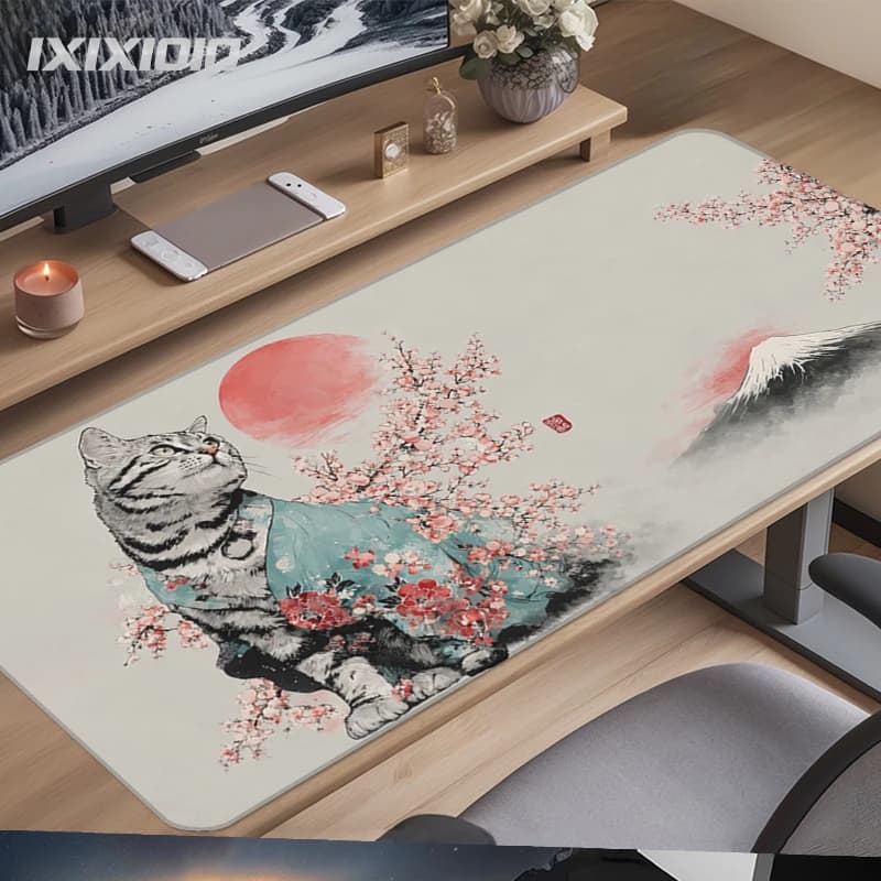 Japanese Style Cat Mouse Pad Gamer XL HD Mousepad XXL Mechanical Keyboard Pad keyboard pad Soft Non-Slip Gaming laptop Mice Pad