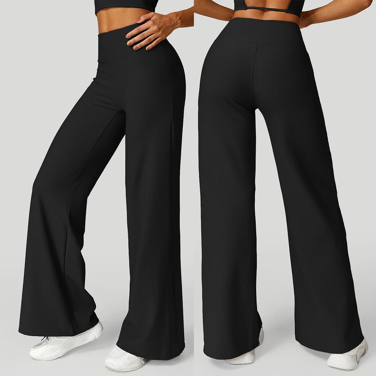 Pantaloni da Yoga a Gamba Larga per Donna, Vita Alta, Elasticizzati, Tinta Unita, Leggings per Corsa, Allenamento, Sport Casual, Pantaloni a Gamba Dritta