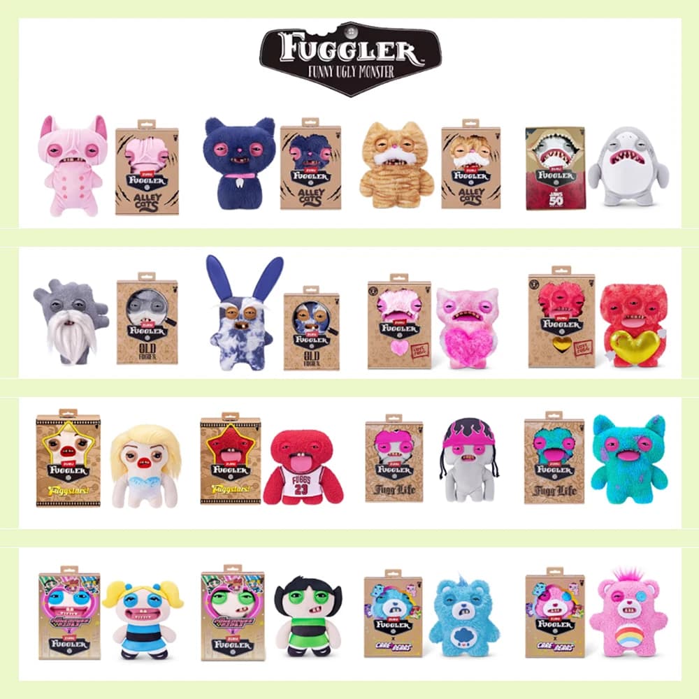 Fuggler Co-branded Original Plush Doll The Powerpuff Girls Alley Cat Old Fogiess Fuggstars Ugly Tooth Monster Stuffed Toy Gift