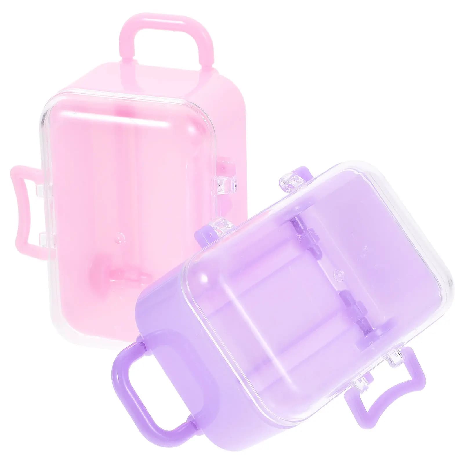 2 Pezzi Accessori Valigia Bambina, Mini Valigetta in Plastica, Ornamento Portaoggetti per Bambine, Modello Valigia Mini