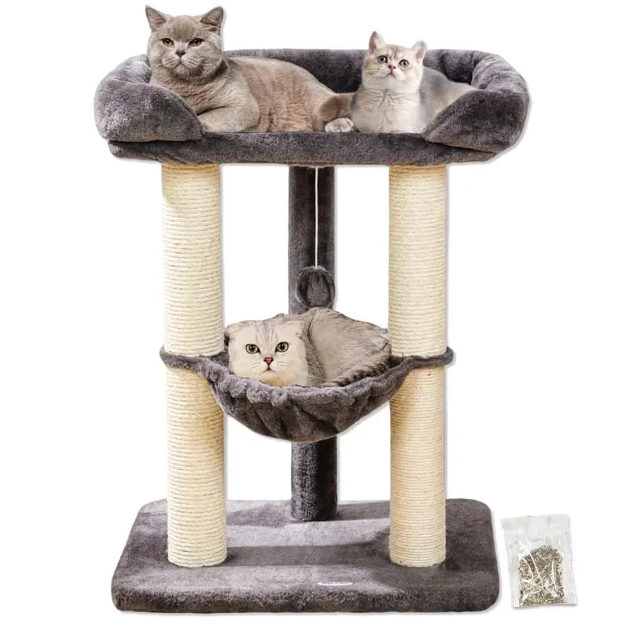 N Pets 28 Albero per Gatti, Tiragraffi Alto con Morbida Piattaforma per Finestra, Ampio Letto per Gatti Grandi, Stabile e Compatto