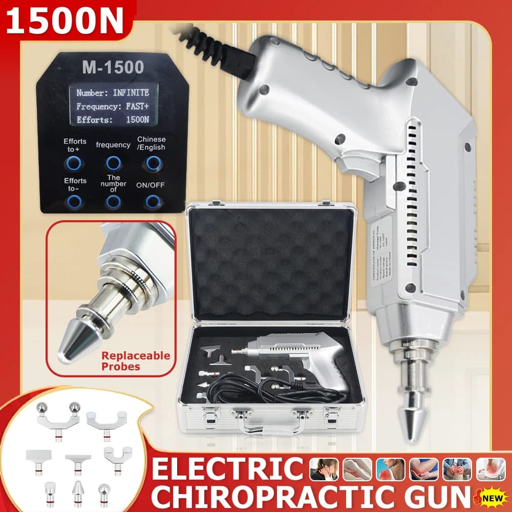 Electric Correction Gun 1500N Spinal Adjustable Instrument Massage Impulse Spine Cervical Massager Chiropractic Adjusting Tools