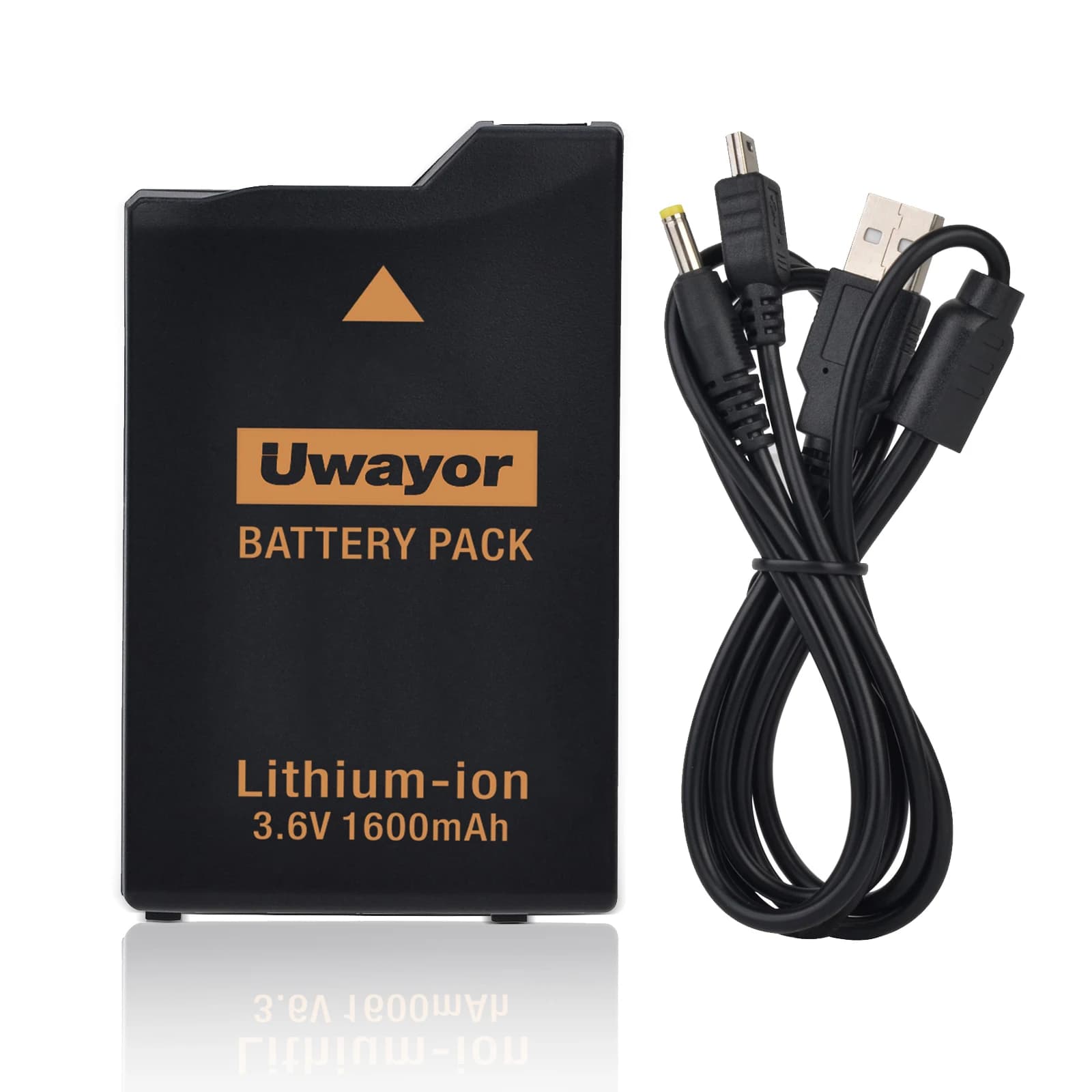 Batteria UWayor PSP 3000/2000 1600mAh con cavo caricabatterie PSP per console PSP3000/PSP2000, PSP-3001, PSP-3000, PSP-3002, PSP-S110