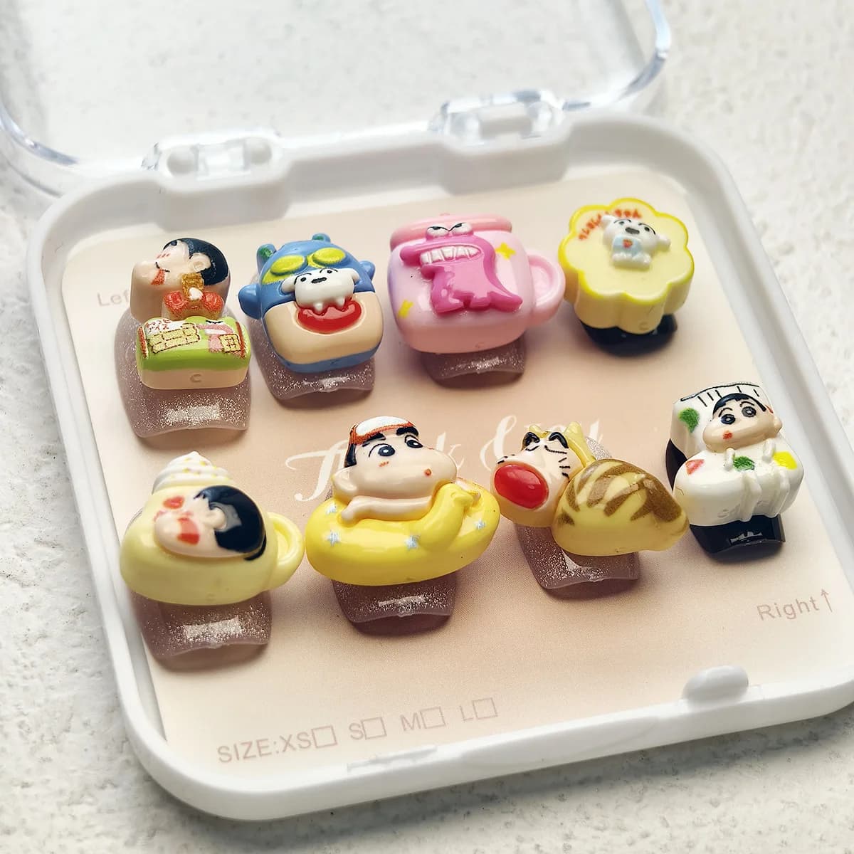 20 pezzi in resina mini pastello Shin-chan fascino per unghie artistiche figurine acriliche con retro piatto miniature fai da te decorazioni artigianali