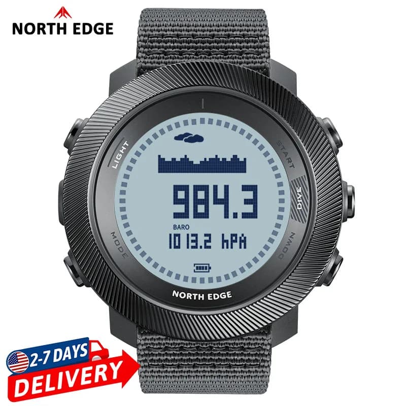 NORTH EDGE APACHE-D Orologio digitale da uomo per immersione libera Sport all'aria aperta Nuoto Impermeabile 100M Altitudine Barometro Bussola Orologi da polso