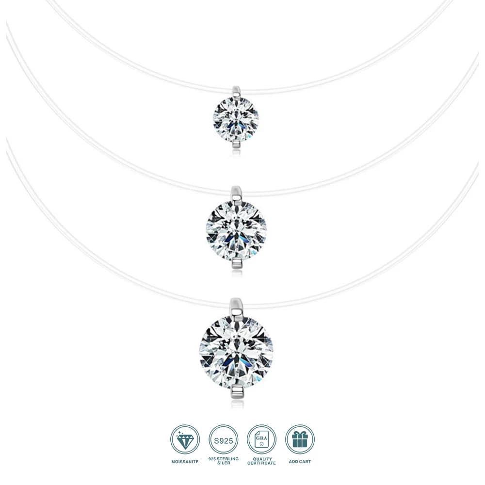 JIUZUAN Collana Moissanite a forma di lacrima di sirena 050ct 1ct 2ct 3ct Argento 925 Placcato oro 18 carati Linea invisibile Regalo con certificato GRA