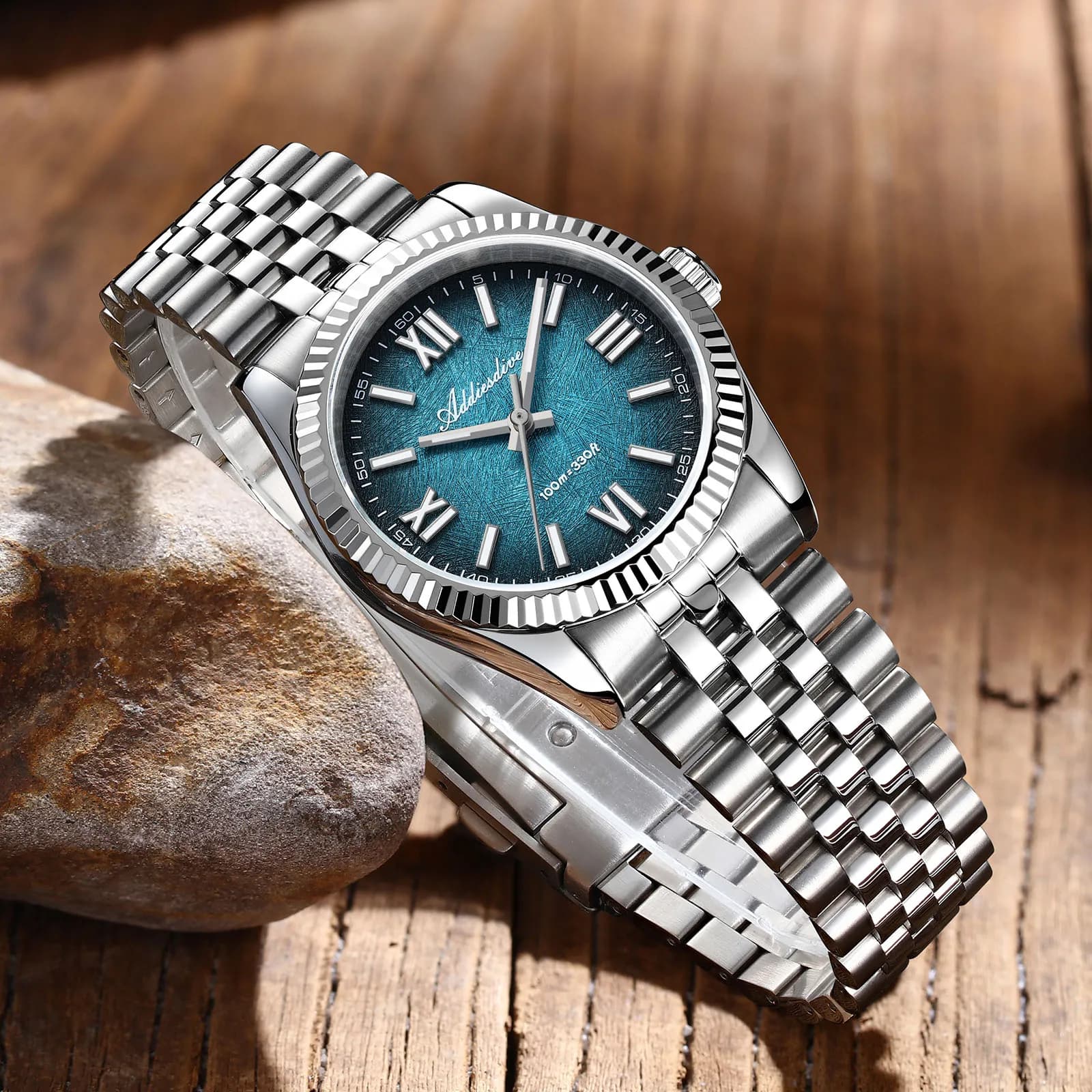 ADDIESDIVE 36mm Men's Watch with AR Coating 100m Waterproof New BGW9 Quartz Watches VH31 Men's Lighting Diving Watch AD2512