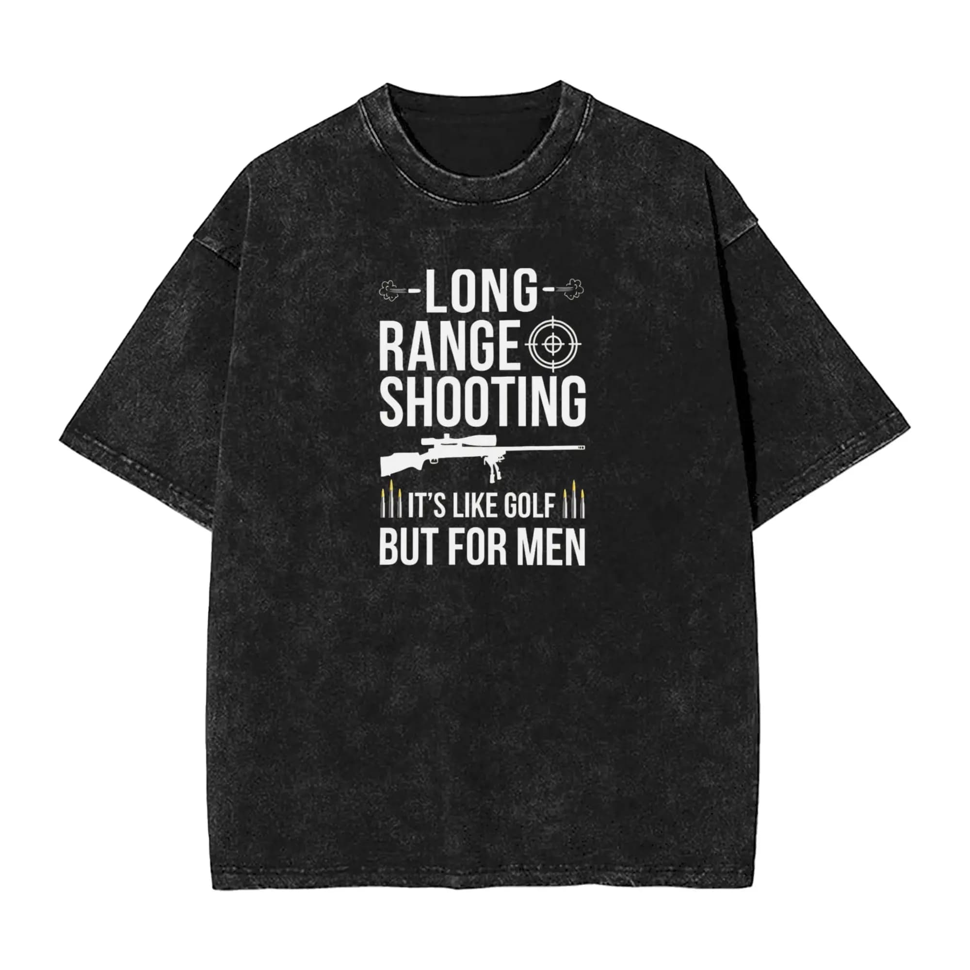 T-Shirt da Uomo con Stampa 'Cool Long Ranges Shooting It's Like Golf But for Men', Maglietta Girocollo in Puro Cotone Lavato