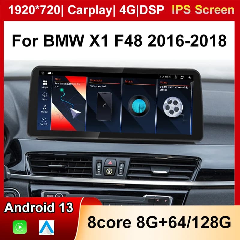 Android 13 8 + 128G Lettore Speacker Per BMW X1 X2 F48 F49 2016-2018 Accessori Auto Multimedia di Navigazione Touch Screen Carplay