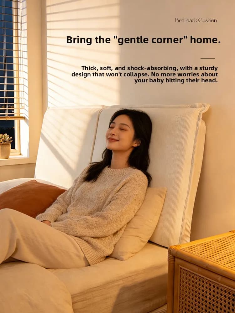 Cuscino da Letto di Alta Gamma Stile Crema, Morbido e Imbottito, Schienale Rimovibile e Lavabile, Protezione Lombare, Cuscino Decorativo per Camera da Letto