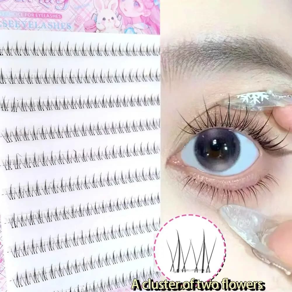 Natural-looking lower eyelashes with small flame, without glue, easy application, fake eyelashes, soft, comfortable, reusable