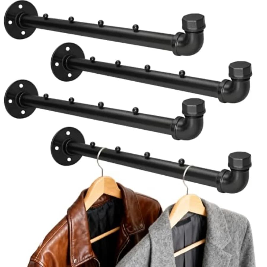 Asta appendiabiti industriale per condotti di ventilazione, appendiabiti in metallo resistente con ganci, appendiabiti da parete, asta per appendere vestiti