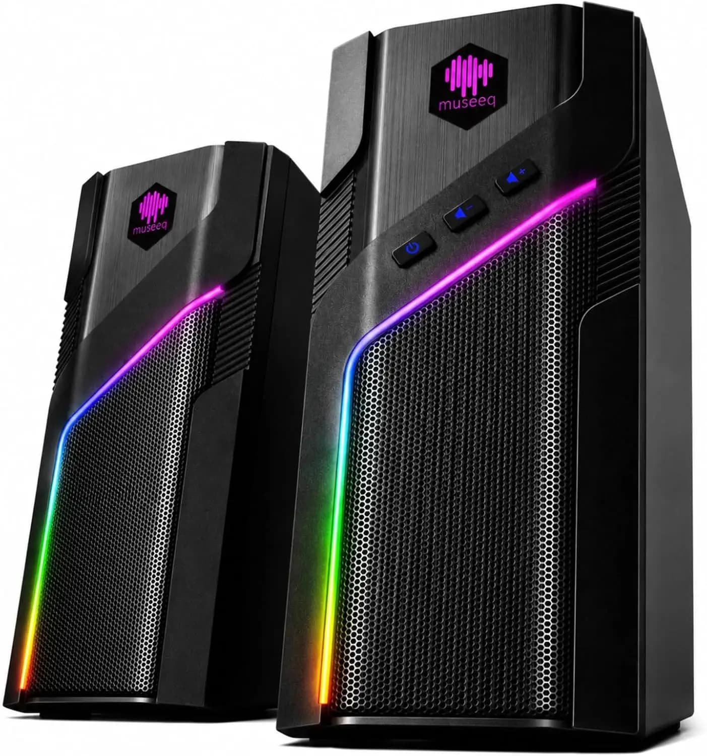RGB Gaming Speakers for PC, Bluetooth & USB Desktop Speakers with 21 LED Light Modes, Touch Control Stereo Sound for Monitor & Laptop