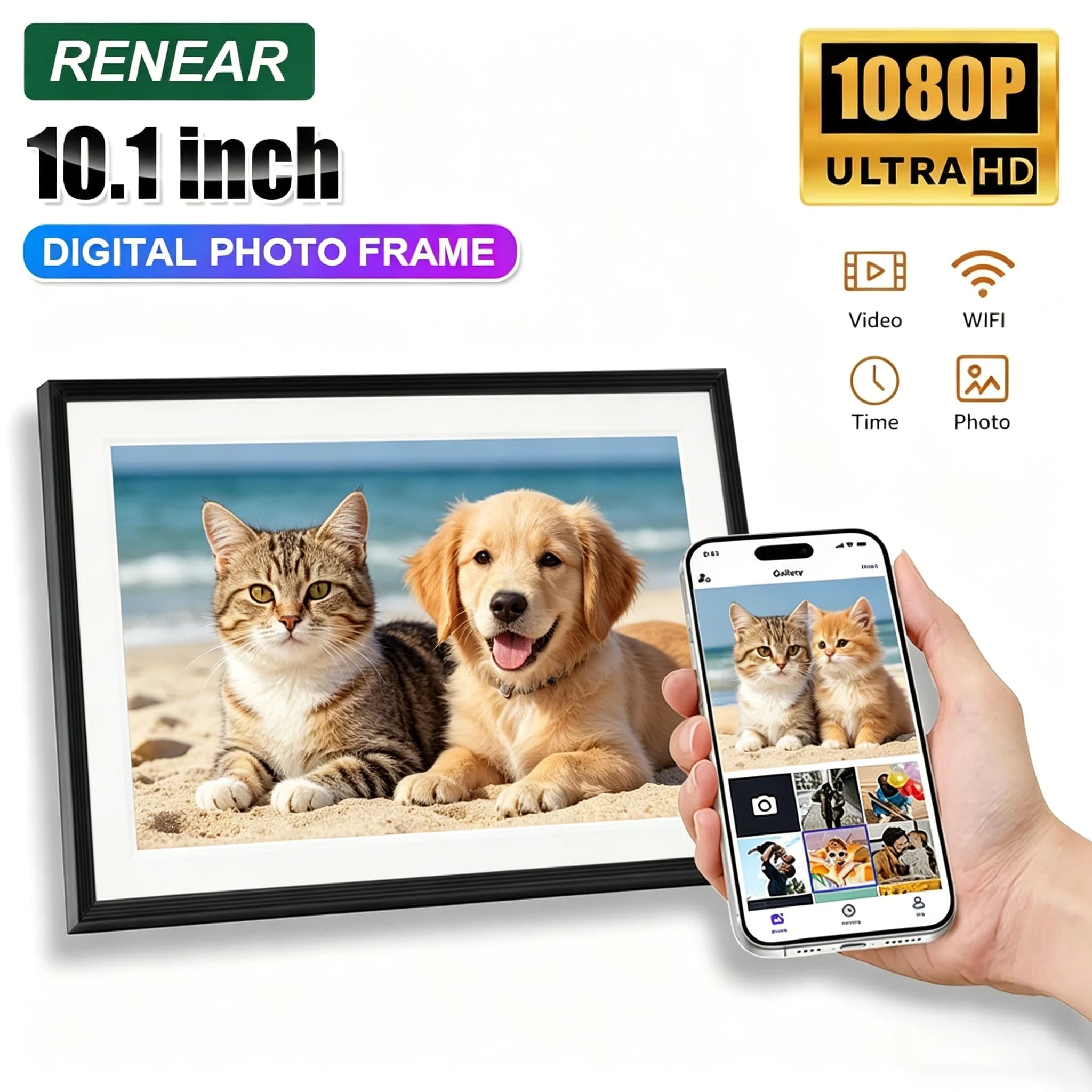 Cornice Digitale da Parete da 10.1 Pollici con 32GB di Memoria, HD Smart per Foto Digitali