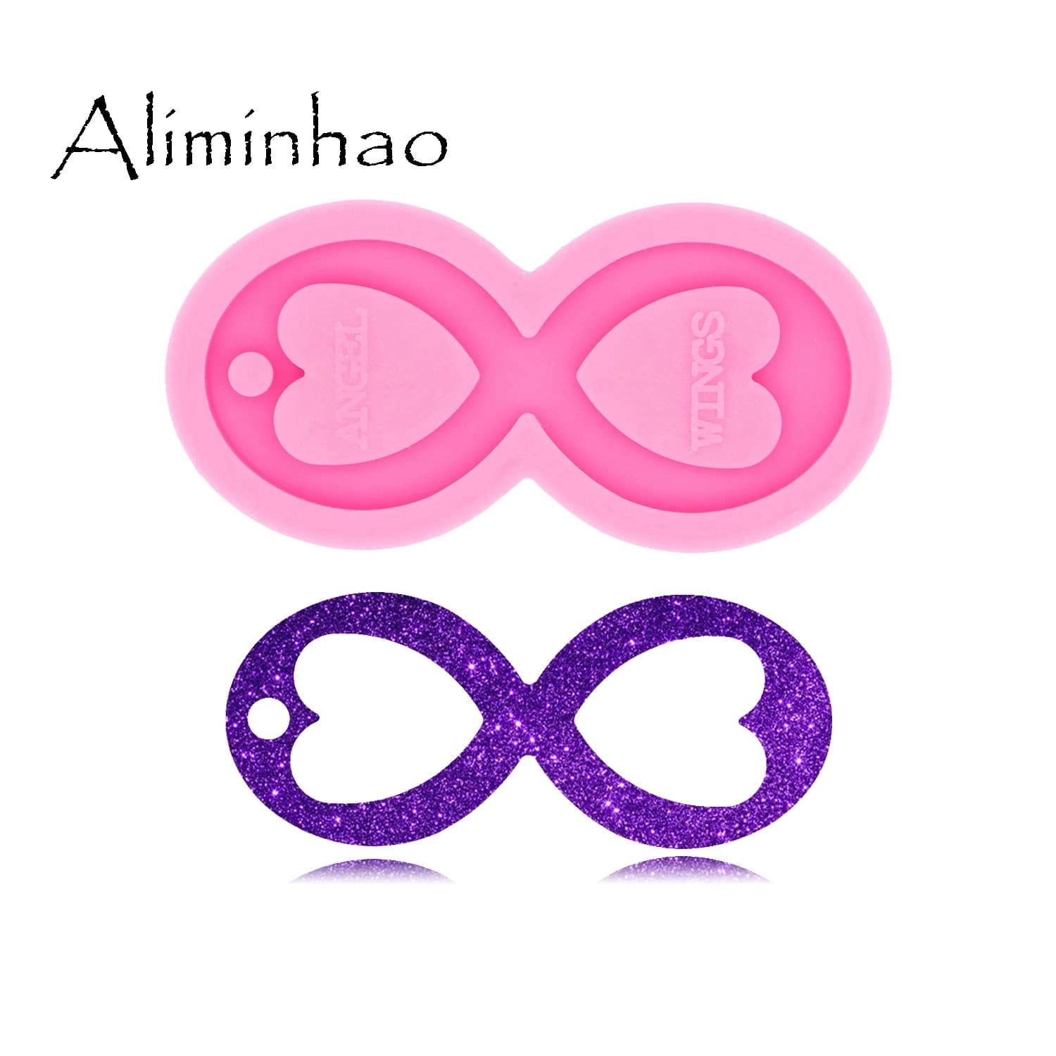DY0530 Shiny Glossy Heart Infinity Keychain mold UV Resin Liquid Silicone Mould Craft For DIY Necklace Charms Making Jewelry