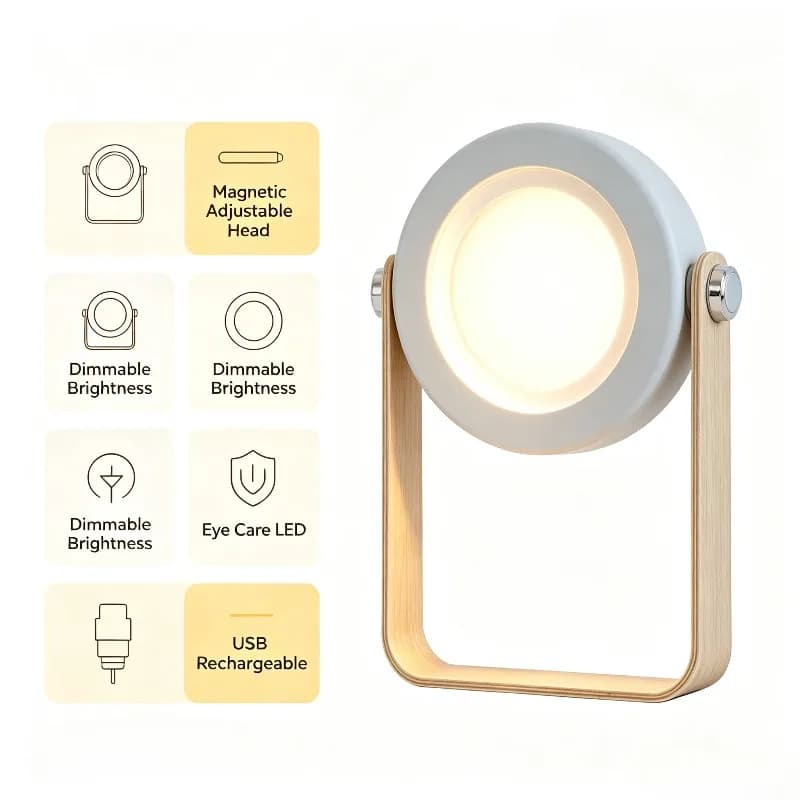 LED Night Light Desk Lamp Office Study Light USB Rechargeable Light Magnetic Dimmable Eye Protection Study Reading Lamp