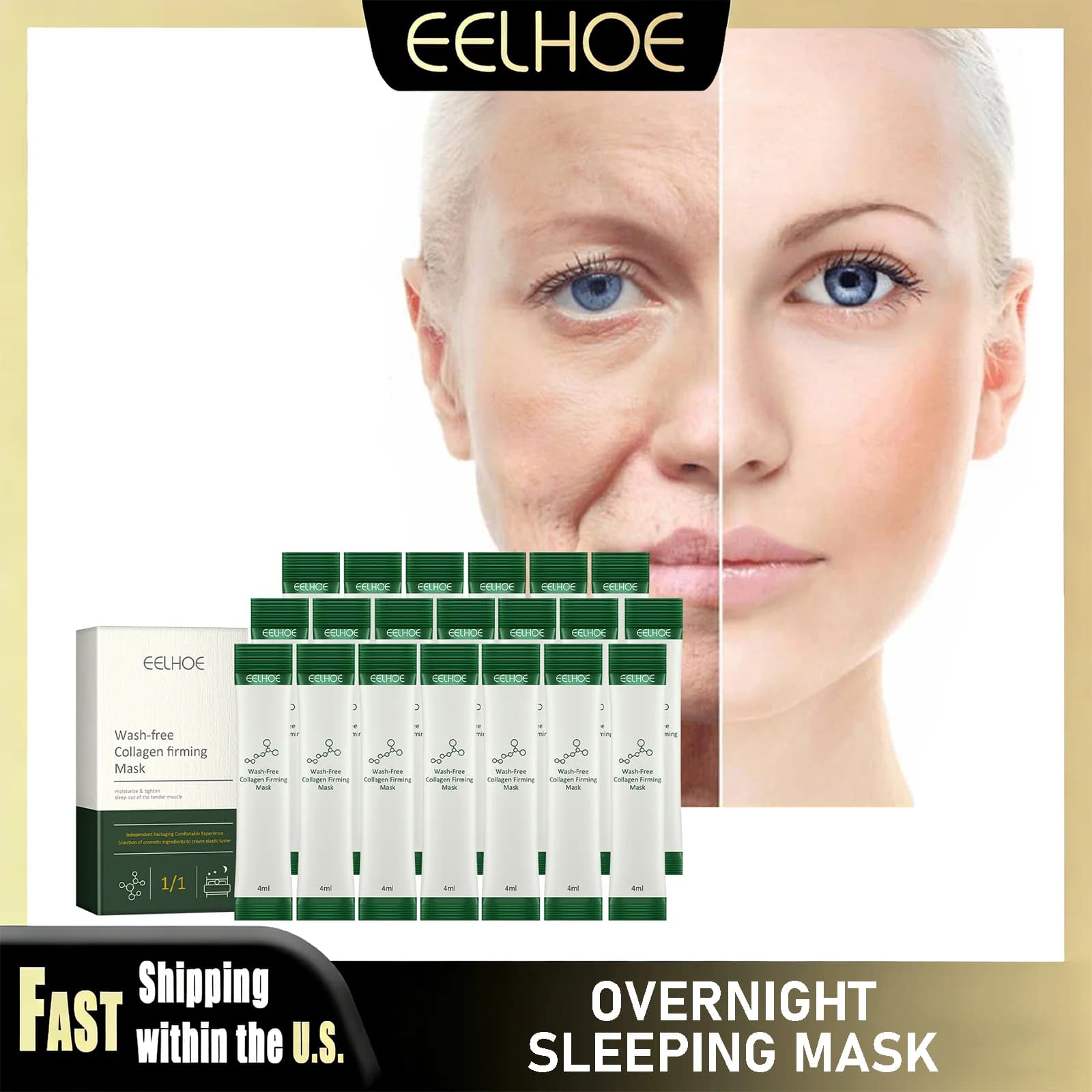EELHOE Night Face Mask at Hydrating Collagen Illuminating Reparator with Hyaluronic Acid - Korean Skincare
