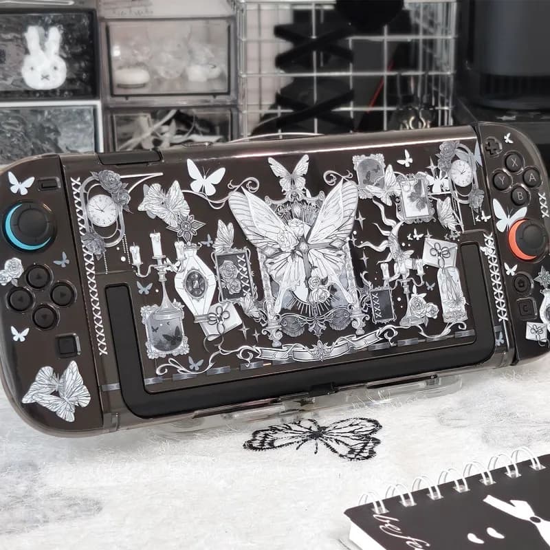 Custodia Protettiva Originale Pentagram per Nintendo Switch 2, Cover Opaca Anti-Graffio con Stampa Gotica a Farfalla per Controller Separato